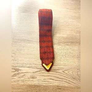Argence Collection, Men’s Vintage Tie, Red & Black Patterns, 1970s, Skinny Tie
